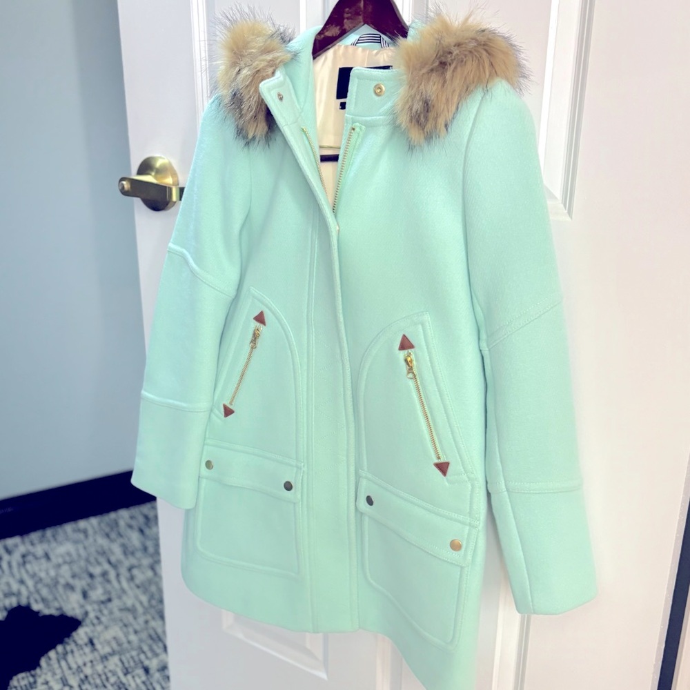 J.Crew   Soft Mint Green Italian Wool  Coat 00